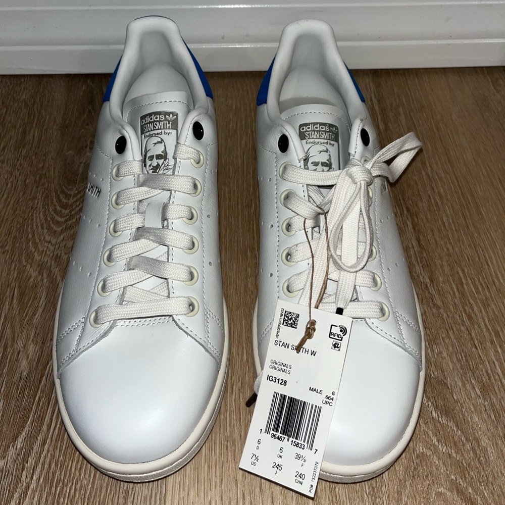 Adidas Stan Smith White and Blue Men's Shoes